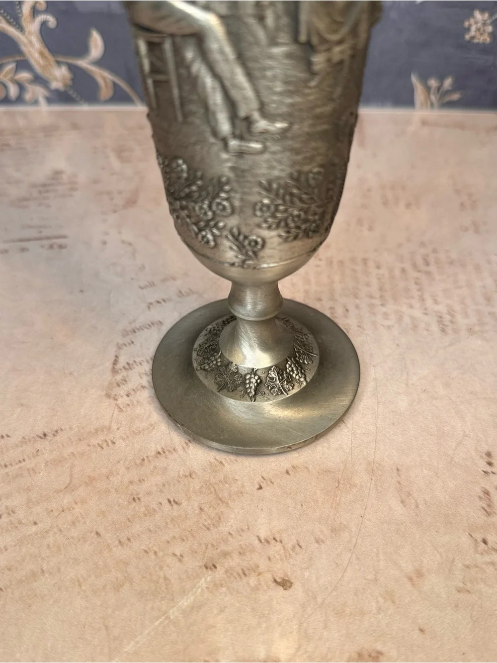 Vintage Frieling Zinn German Pewter Relief Goblet Made in Germany